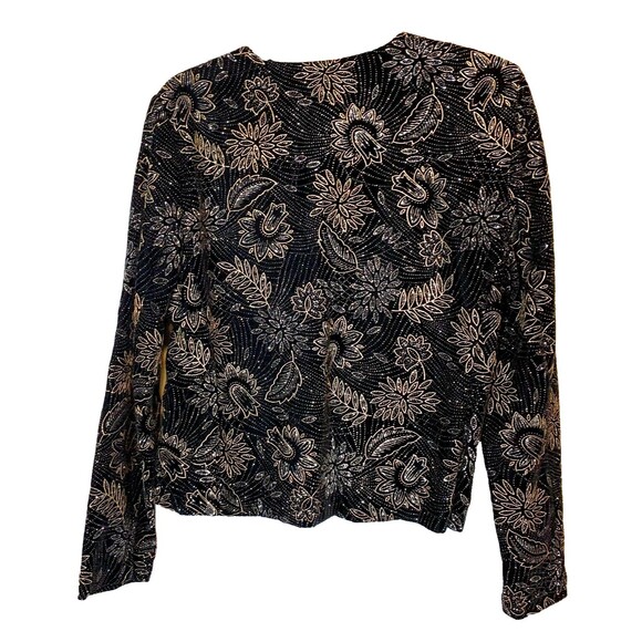 Norton McNaughton Glitzy Jacket Embroidered with Gold Threads Brocade Size 10 - Picture 2 of 5